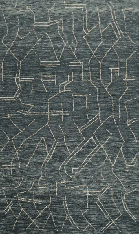 Slate Abstract Area Rug 5x8 with Modern Line Designs