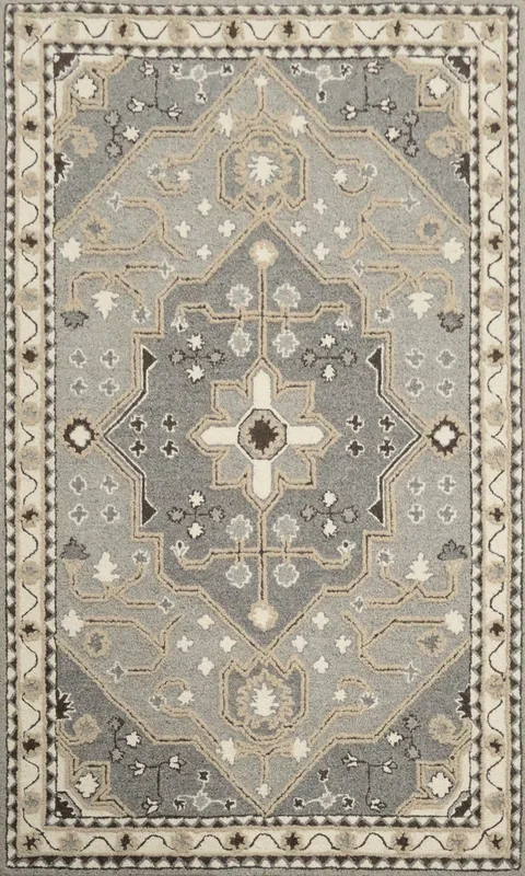 Intricate Geometric Pattern Area Rug 5x8 with Elegant Neutral Tones
