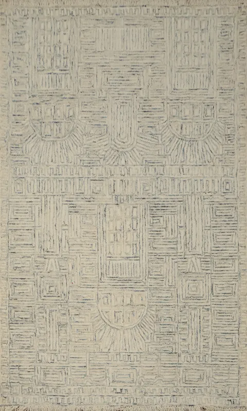 Elegant Geometric Modern Area Rug 5x8 with Subtle Textured Patterns