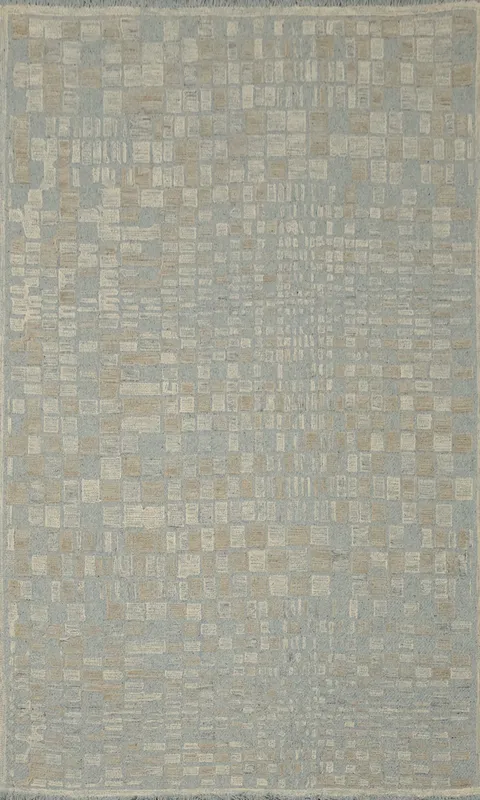 Textured Tranquility: A Cool-Toned Geometric Modern Area Rug 5x8