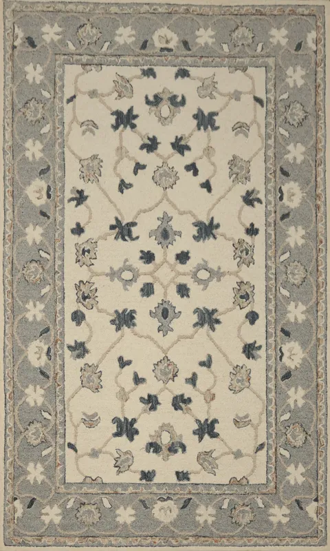 Hand Tufted Wool Oushak Floral Area Rug 5x8