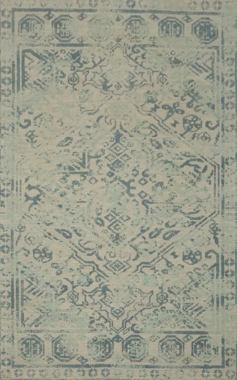Sleek Blue and Beige Patterned Area Rug 5x8 Enhance Your Living Space