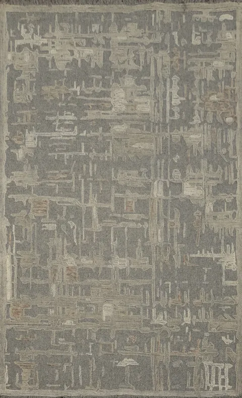 Sophisticated Abstract Geometric Area Rug 5x8 in Cool Hues
