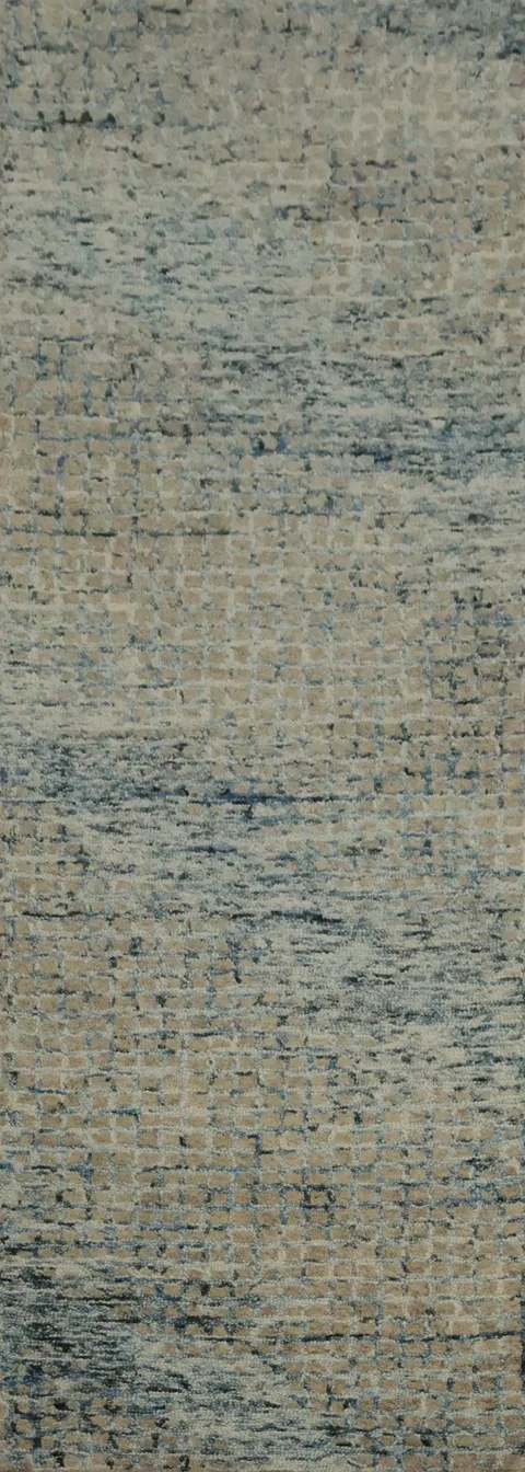Mosaic Abstract Runner Rug 3x9 with Subtle Textures and Tonal Hues