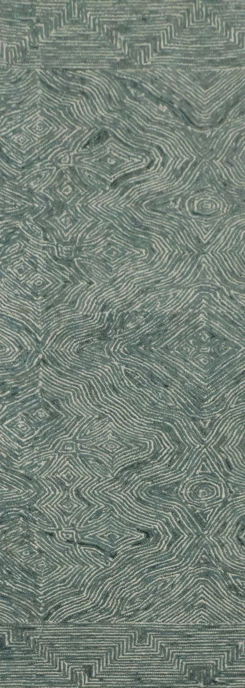 Intricate Green Abstract Runner Rug 3x9 Perfect for Chic Home Decor
