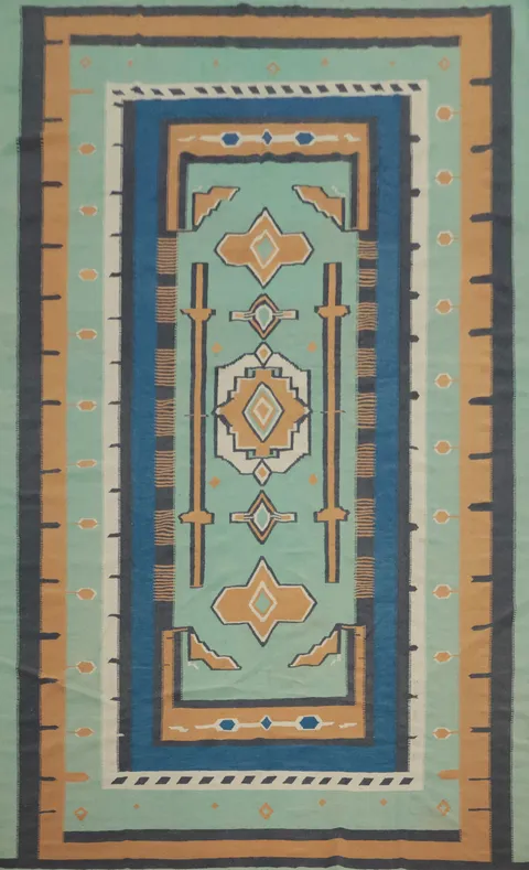Elegant Kilim Large Rug 10x17 with Earthy Tone Patterns