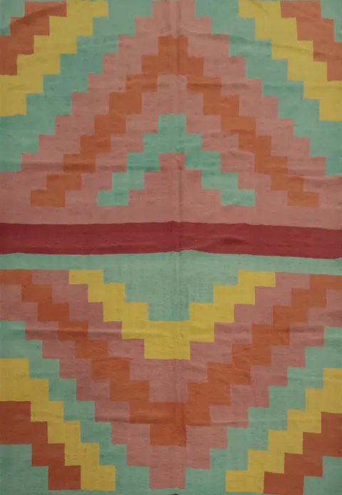 Colorful Chevron Contemporary Kilim Large Area Rug 9x12