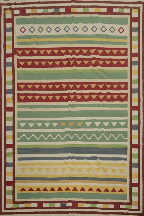 Eclectic Design Kilim Area Rug 10x13 with Intricate Geometric Patterns