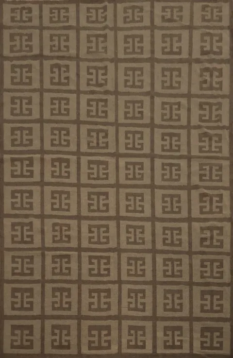 Brown Geometric Kilim Turkish Area Rug 10x13