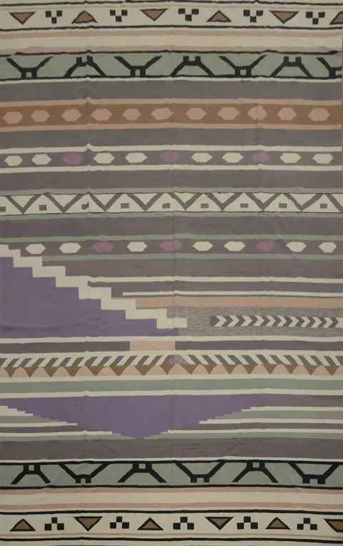 Striped Wool Geometric Kilim Large Rug 12x18
