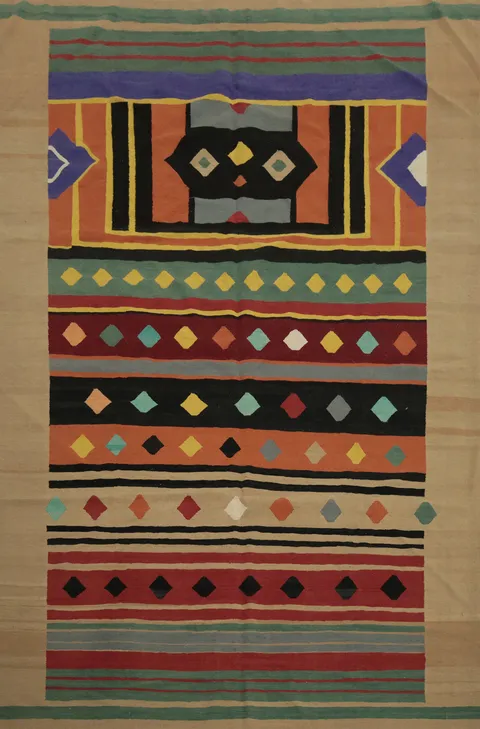Vibrant Handcrafted Multicolor Kilim Large Area Rug 9x12