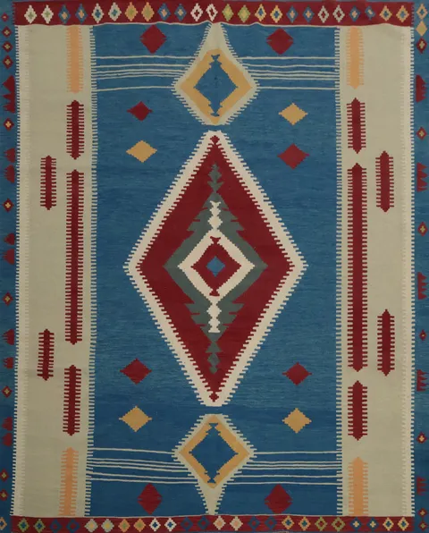 Geometric Kilim Square Wool Area Rug 10x10
