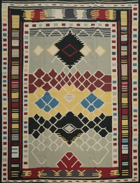 Geometric Kilim Square Wool Area Rug 10x10