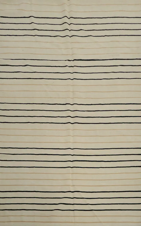 Elegant Minimalist Kilim Area Rug 6x9 with Modern Black Lines