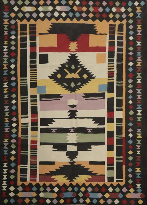 Multicolored Tribal Kilim Area Rug 8x10 Adds Bold Style