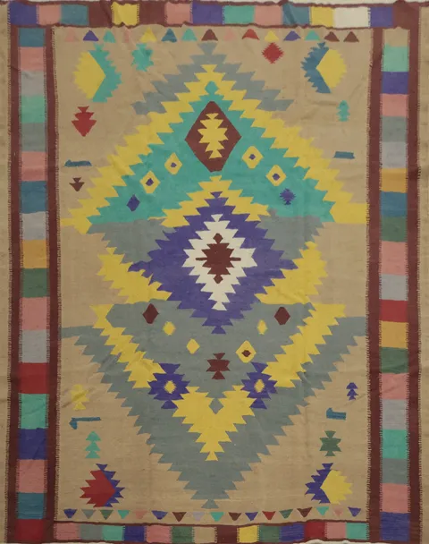 Geometric Kilim Square Wool Area Rug 10x10