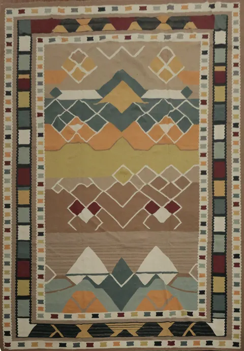 Geometric Kilim Turkish Large Rug 12x14