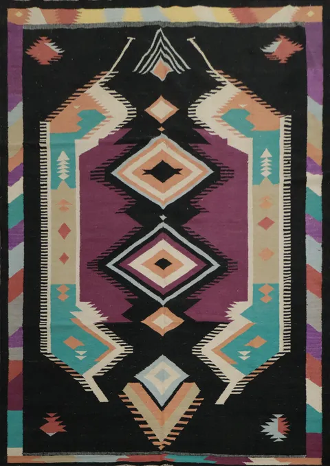 Vibrant Geometric Southwest Inspired Kilim Area Rug 8x10