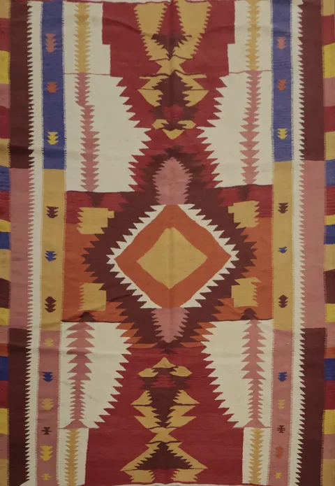 Vibrant Geometric Kilim Area Rug 8x10 for a Bold Interior Statement