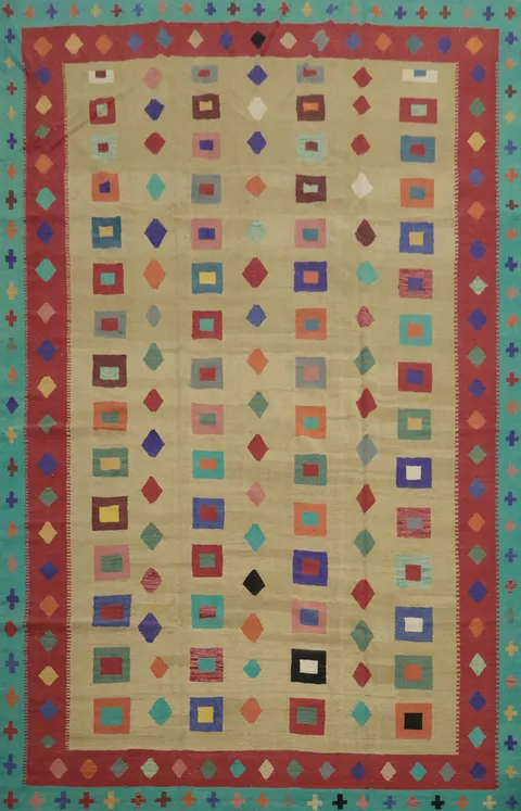 Geometric Kilim Turkish Large Rug 10x15