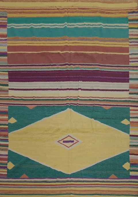 Striped Wool Kilim Turkish Area Rug 8x10