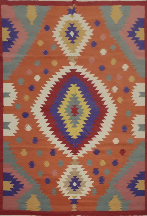 Colorful Kilim Area Rug 8x10 Perfect for Cozy Interiors