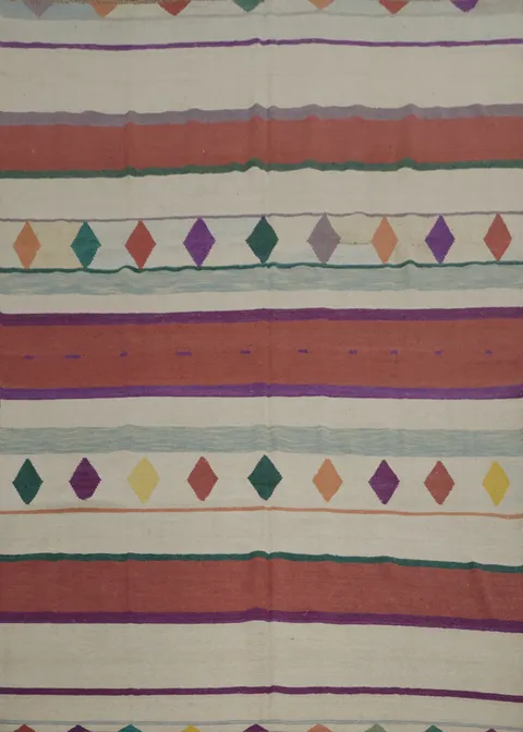 Multicolored Striped Kilim Area Rug 8x10 for Modern Living