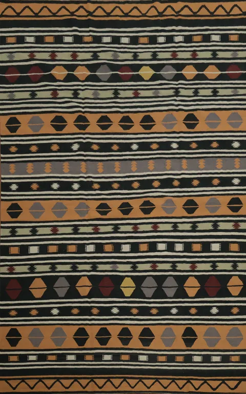 Tribal Wool Kilim Turkish Large Rug 9x14