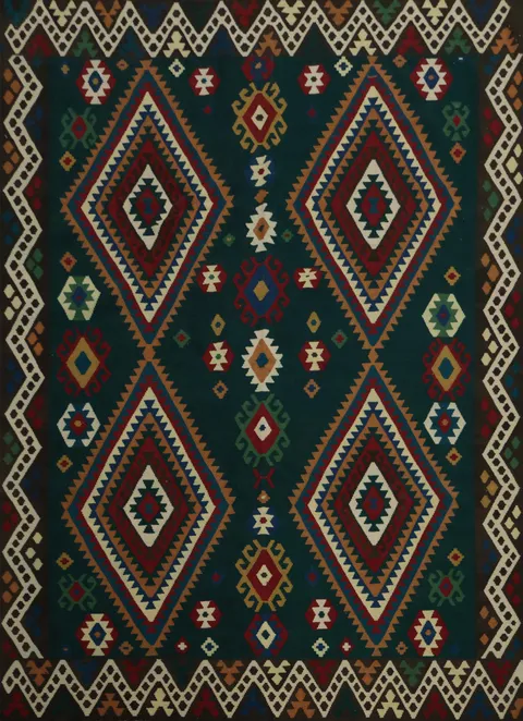 Vibrant Diamond Kilim Area Rug 8x10 with Bold Tribal Patterns
