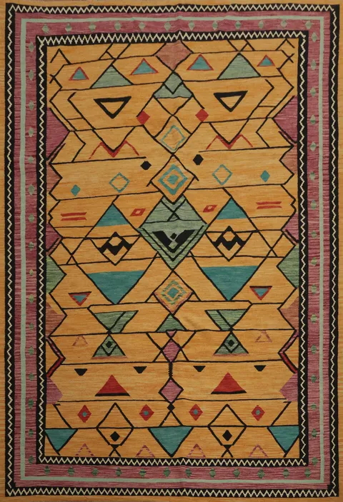 Colorful Kilim Rug with Unique Tribal Pattern Accent 8x10