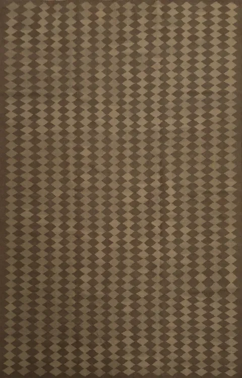 Modern Brown Luxe Diamond-Patterned Kilim Area Rug 10x13