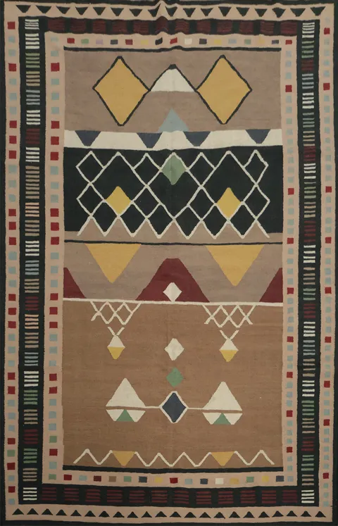 Handwoven Kilim Area Rug 8x11 with Intricate Tribal Patterns