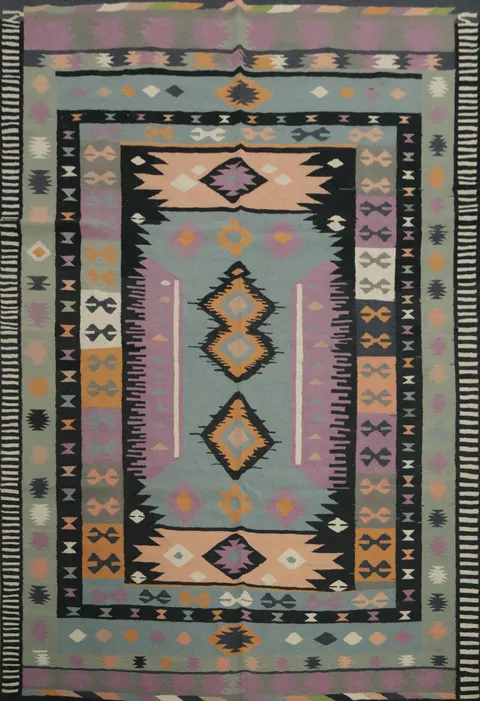 Vibrant Kilim Area Rug 8x10 with Bold Tribal Accents