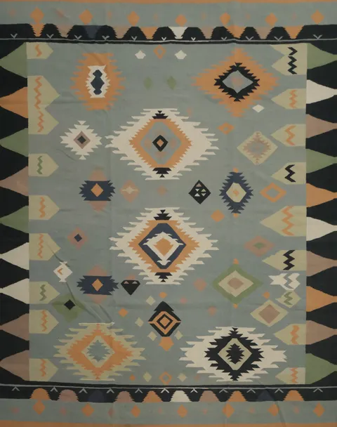 Geometric Kilim Square Wool Area Rug 12x12
