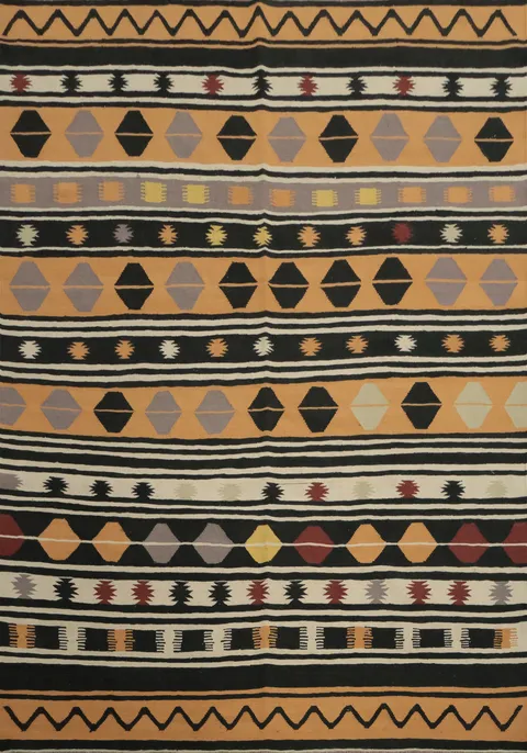Striped Wool Kilim Turkish Area Rug 8x10