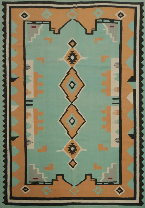Geometric Charm: Southwest Style Kilim Area Rug 8x10