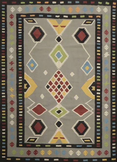 Bold Geometric Eye-Catching Kilim Area Rug 8x10