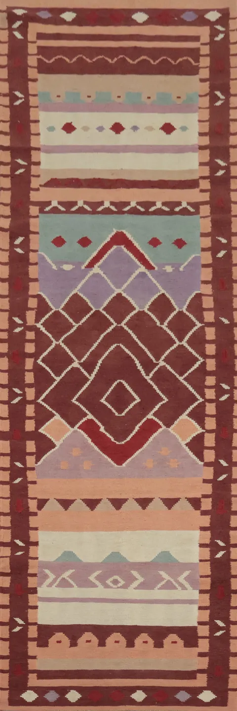 Geometric Kilim Handwoven Runner Rug 3x13