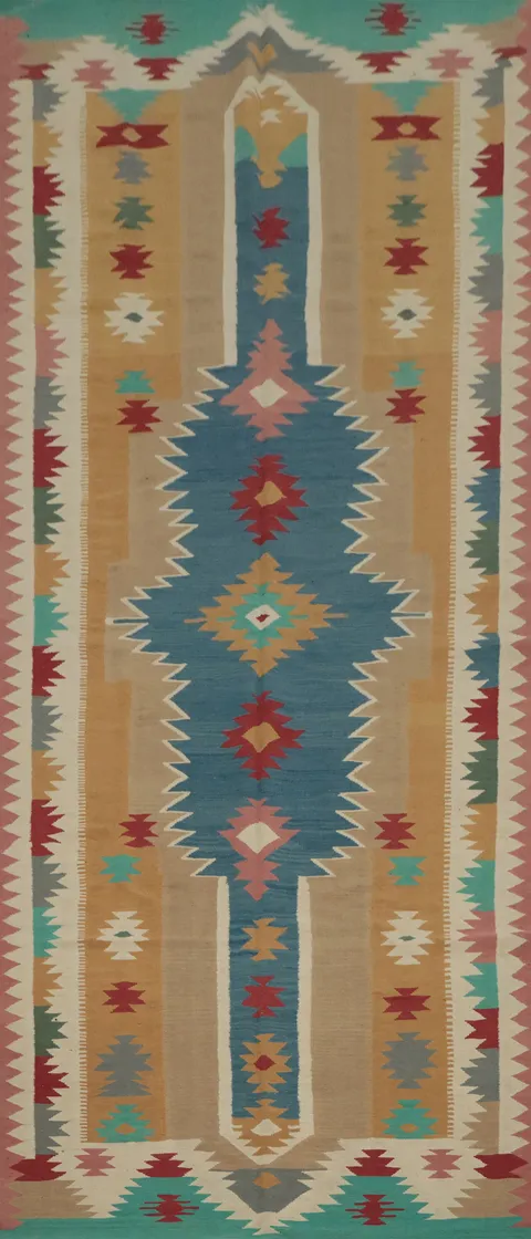 Geometric Kilim Turkish Runner Rug 5x15
