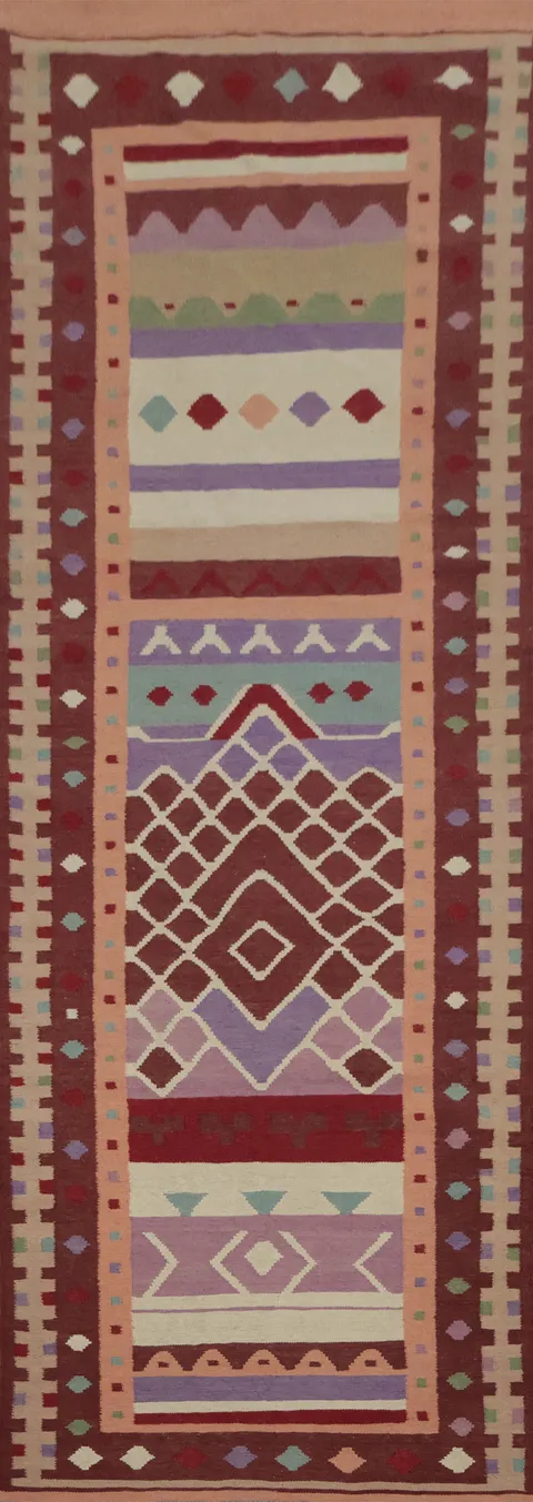 Handwoven Multicolor Kilim Runner Rug 3x13 with Unique Patterns