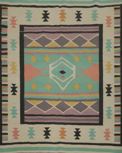 Southwestern Pastel Geometric Kilim Rug 5x5