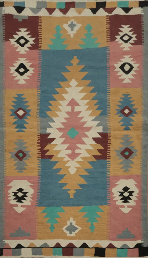 Geometric Kilim Turkish Rug 4x7