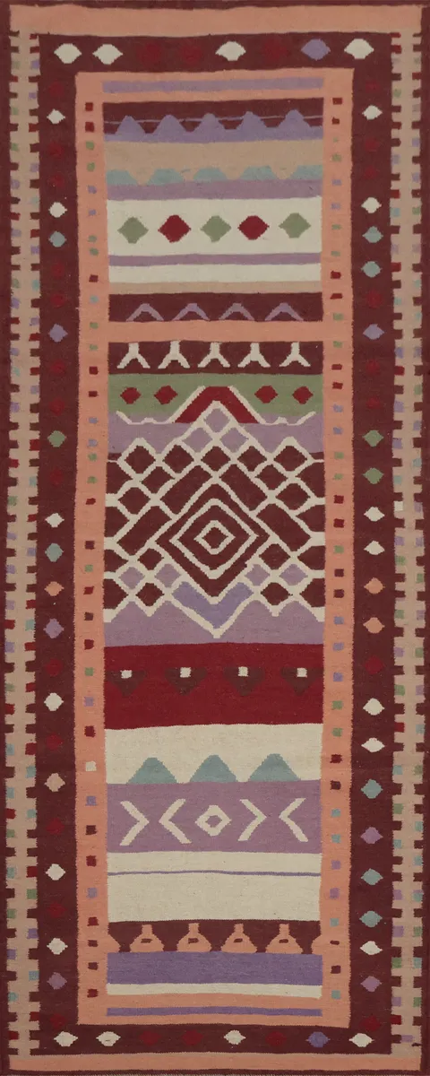 Beautifully Crafted Kilim Runner Rug 3x10 in Rich Tones