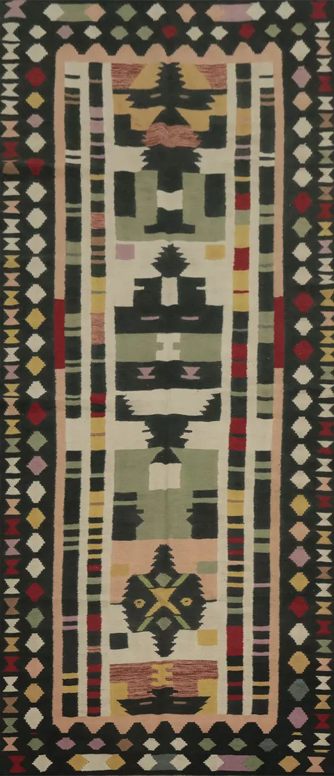 Bohemian Decor Multicolored Kilim Runner Rug 4x12