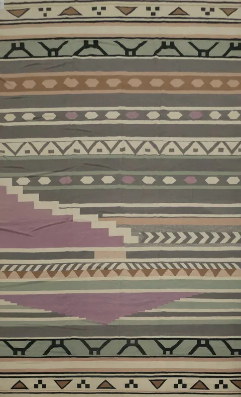 Striped Wool Gray Kilim Turkish Large Rug 12x18