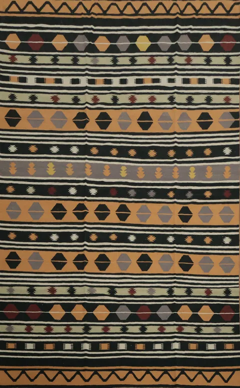 Vibrant Striped Kilim Large Rug 9x14 for Modern Home Decor