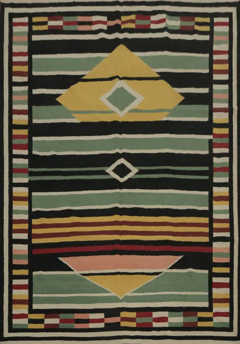 Modern Kilim Area Rug 8x10 Featuring Bold Geometric Patterns
