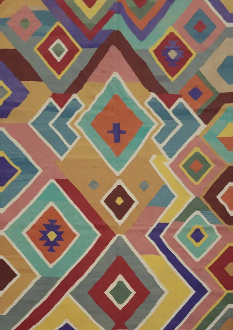 Bright and Dynamic Kilim Area Rug 8x10 Enhances Any Room Style