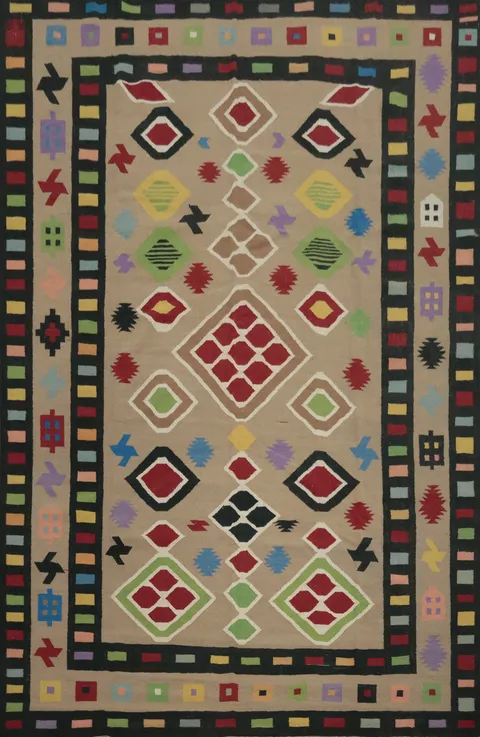 Brighten Your Space with Geometric Kilim Area Rug 9x11
