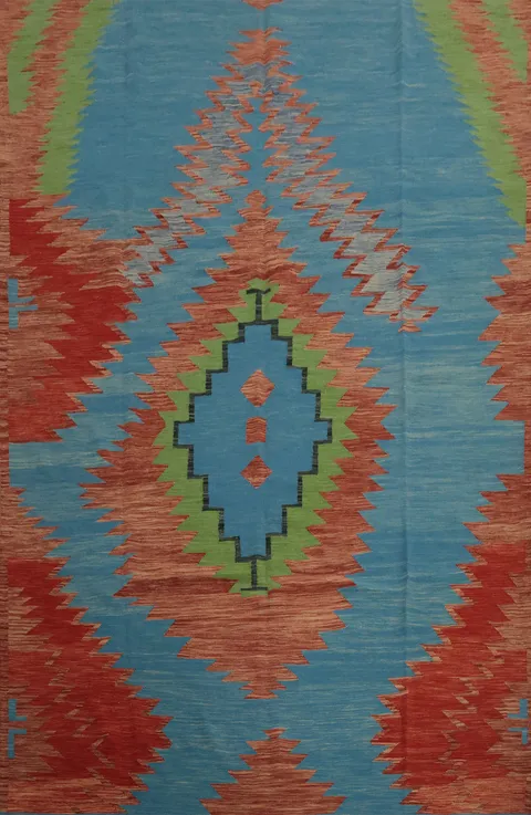 Vibrant Wool Tribal Kilim Area Rug 8x10